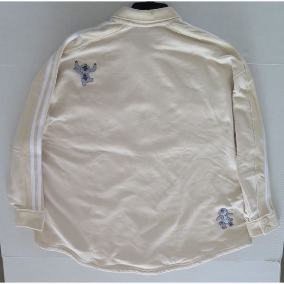 adidas HF4631 Women's Sz XL Beige Disney Lilo & Stitch Button Down L/S Shirt - Picture 10 of 11